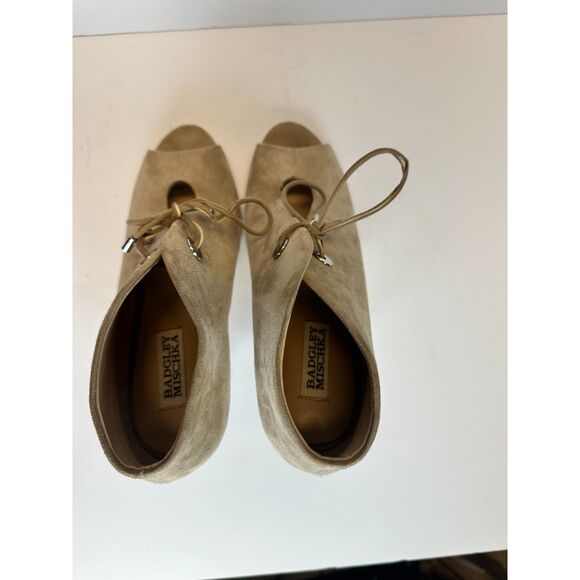Badgley Mischka Women's Size 8 Beige Peep Toe Stiletto Heel Bootie EUC - Picture 6 of 8